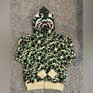 Bape Green Camouflage Shark Hoodie